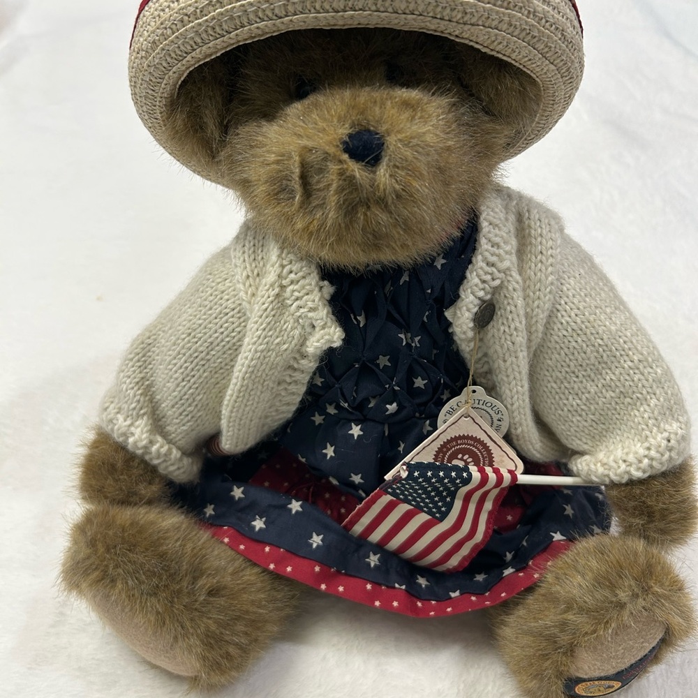 Boyds Bears Patriotic Teddy‎ Bear with Dress and Hat NWT